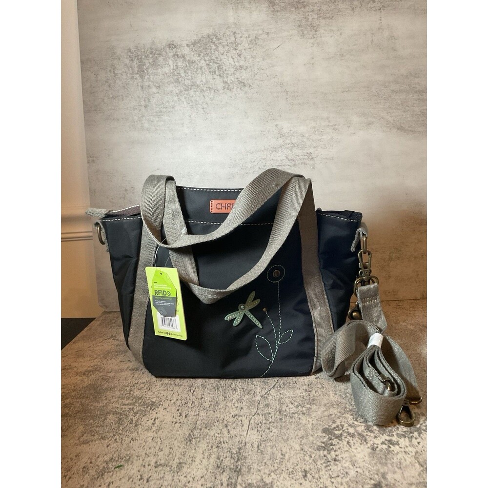 Chala Black Dragonfly RFID Venture Mini Carryall Tote Bag NWT - Picture 3 of 5